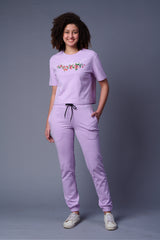 Flower Printed Purple Full Size Co-ord Set for Women
