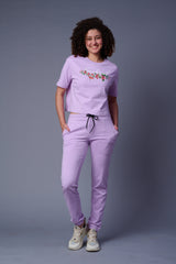 Flower Printed Purple Full Size Co-ord Set for Women