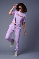Flower Printed Purple Full Size Co-ord Set for Women