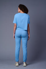 Flower Printed Light Blue Full Size Co-ord Set for Women