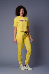 Flower Printed Lemon Yellow Full Size Co-ord Set for Women