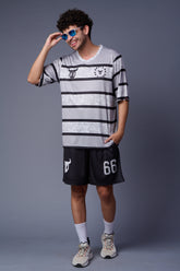 Go Devil Printed Dark and Light Grey Co-ord Set for Men