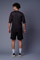 Stripes Printed Black and Red Co-ord Set for Men