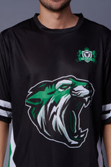 Tiger in Green Printed Black Co-ord Set for Men