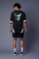 Tiger in Green Printed Black Co-ord Set for Men