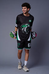 Tiger in Green Printed Black Co-ord Set for Men