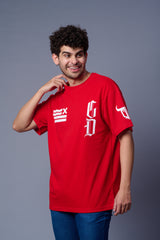 Devil 66 GDX Back printed Red Oversized T-Shirt for Men