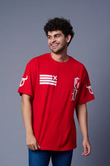 Devil 66 GDX Back printed Red Oversized T-Shirt for Men