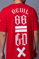 Devil 66 GDX Back printed Red Oversized T-Shirt for Men