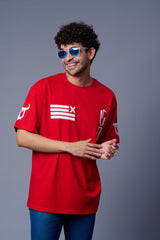Devil 66 GDX Back printed Red Oversized T-Shirt for Men