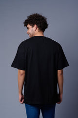 Lightning Printed Black Oversized T-Shirt for Men