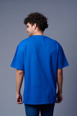 King Tiger Printed Navy Blue Oversized T-Shirt for Men