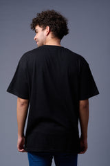Hard Core Printed Black Oversized T-Shirt for Men