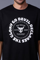 The Glory Go Devil Declares Printed Black Oversized T-Shirt for Men