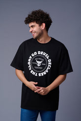 The Glory Go Devil Declares Printed Black Oversized T-Shirt for Men