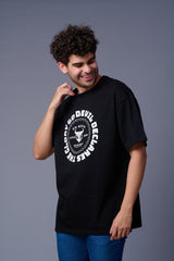 The Glory Go Devil Declares Printed Black Oversized T-Shirt for Men