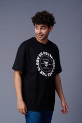 The Glory Go Devil Declares Printed Black Oversized T-Shirt for Men