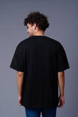 Go devil With Flower Printed Black Oversized T-Shirt for Men