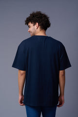 King Tiger Printed Navy Oversized T-Shirt for Men
