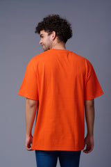 Go Devil Back Dice Printed Orange Oversized T-Shirt for Men