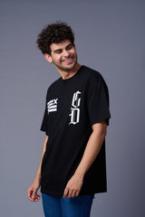 Go Devil 66 GDX (In White) Printed Black Oversized T-Shirt for Men