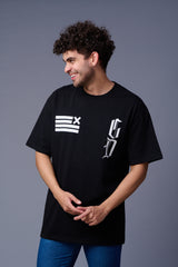 Go Devil 66 GDX (In White) Printed Black Oversized T-Shirt for Men