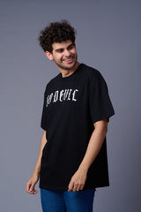 Go Devil Back Dice Printed Black Oversized T-Shirt for Men