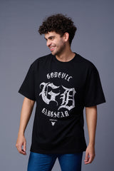 Gangstar Printed Black Oversized T-Shirt for Men