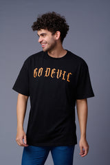 Back Tiger Printed Black Oversized T-Shirt for Men