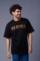 Back Tiger Printed Black Oversized T-Shirt for Men