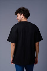 Devil Stamp Printed Black Oversized T-Shirt for Men
