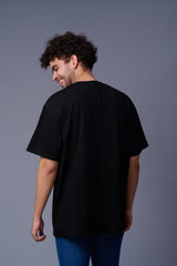 GD in Chain Printed Black Oversized T-Shirt for Men