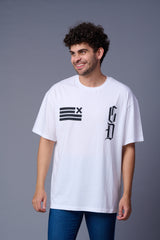 Go Devil GDX Printed White Oversized T-Shirt for Men