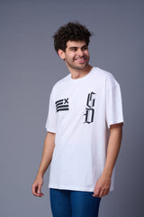 Go Devil GDX Printed White Oversized T-Shirt for Men