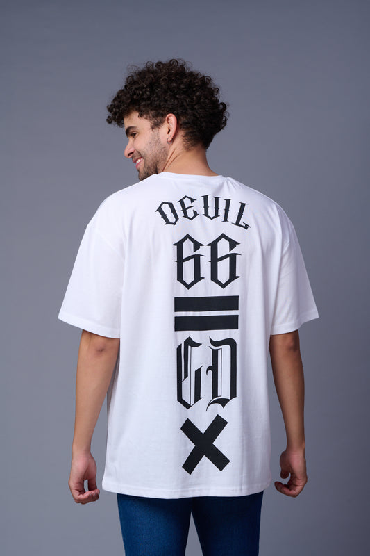 Go Devil GDX Printed White Oversized T-Shirt for Men