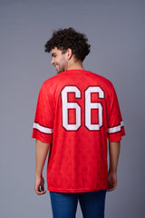 Go Devil 66 (In White) Printed Red Oversized T-Shirt for Men
