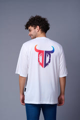 Skull With Enjoy The Trip Printed White Oversized Jersey T-Shirt for Men
