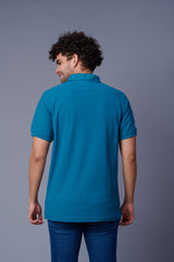 GD Logo Peacock Blue Polo T-Shirt for Men
