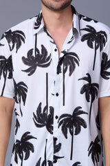 Palm Tree Printed White Shirt for Men