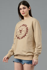 Go Devil Logo Printed Ivory Sweatshirt for Women