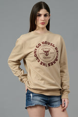 Go Devil Logo Printed Ivory Sweatshirt for Women