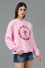 Go Devil Logo Printed Pink Sweatshirt for Women