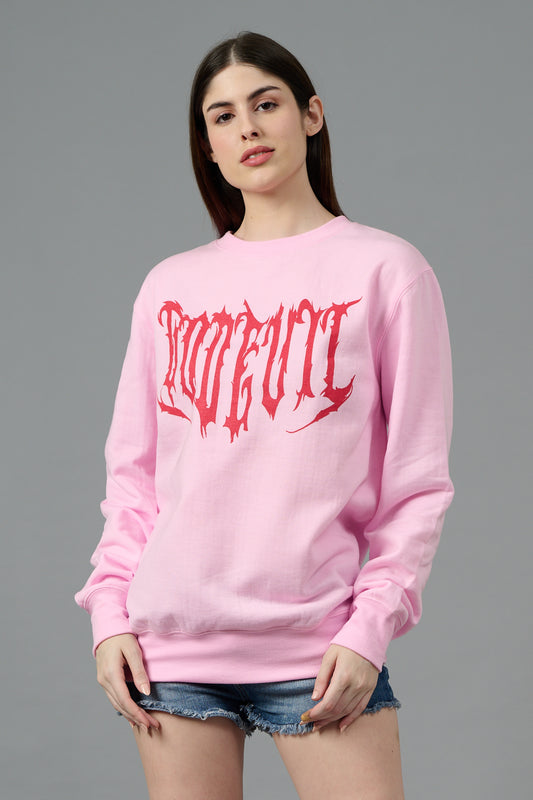 Designer Go Devil Printed Pink Sweatshirt for Women