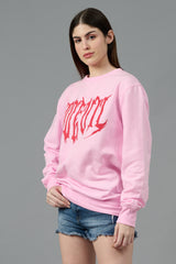 Designer Go Devil Printed Pink Sweatshirt for Women