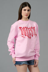 Designer Go Devil Printed Pink Sweatshirt for Women