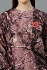 Camo Jungle Allover Print Brown Sweatshirt for Women