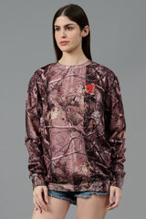 Camo Jungle Allover Print Brown Sweatshirt for Women