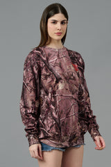 Camo Jungle Allover Print Brown Sweatshirt for Women