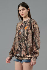 Camo Jungle Allover Print Sweatshirt for Women