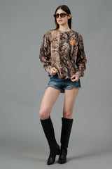 Camo Jungle Allover Print Sweatshirt for Women